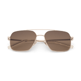 VEO Gold Brown Gradient Navigator Metal Frame Sunglasses by Messy Weekend