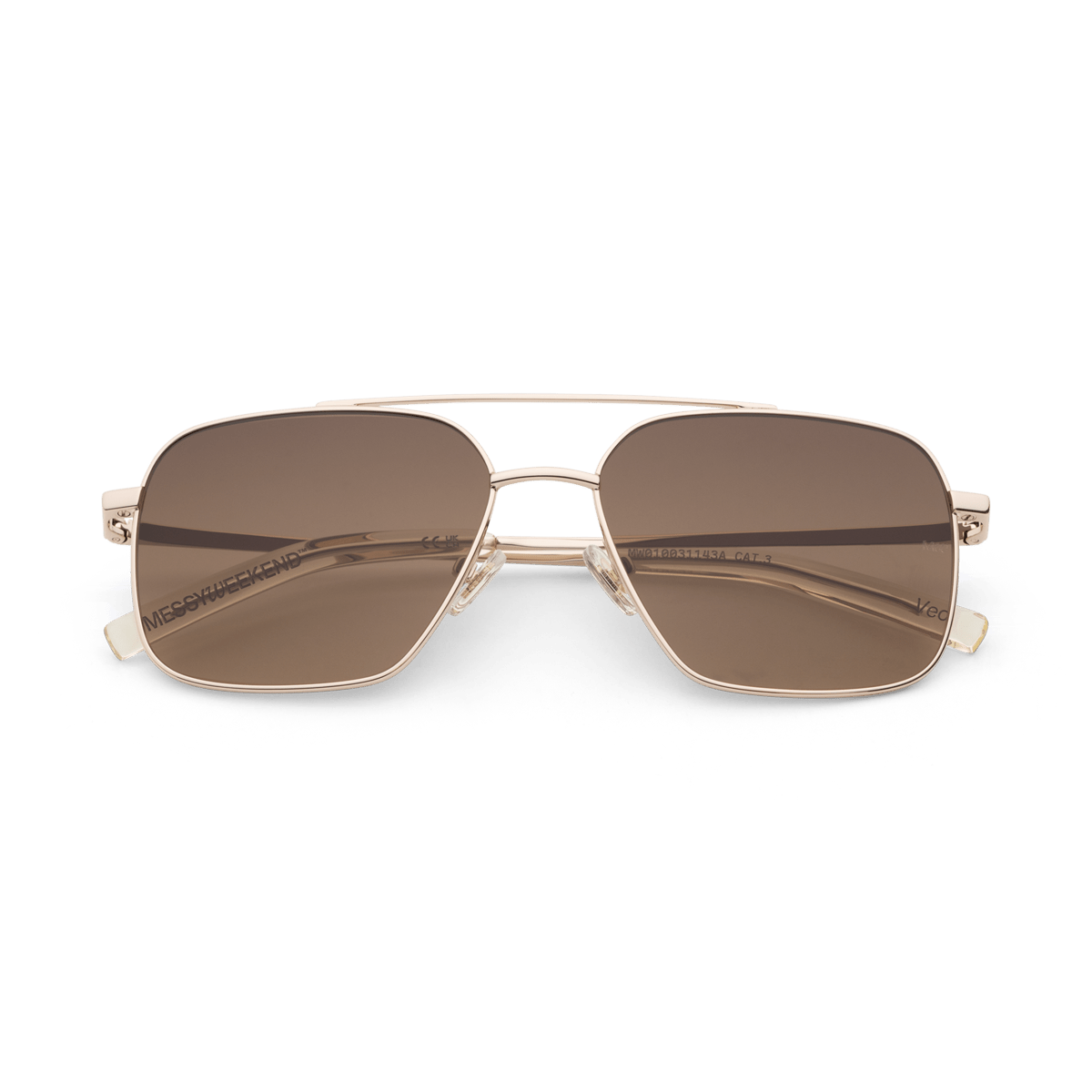 VEO Gold Brown Gradient Navigator Metal Frame Sunglasses by Messy Weekend - PUNCH Watch & Eyewear - MESSY WEEKEND
