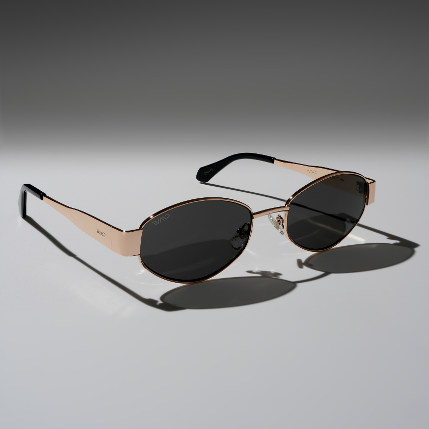 VERONA Oval Thick Framed Women's Sunglasses in Gold, Black by WMP Eyewear - Punch Watch Design 