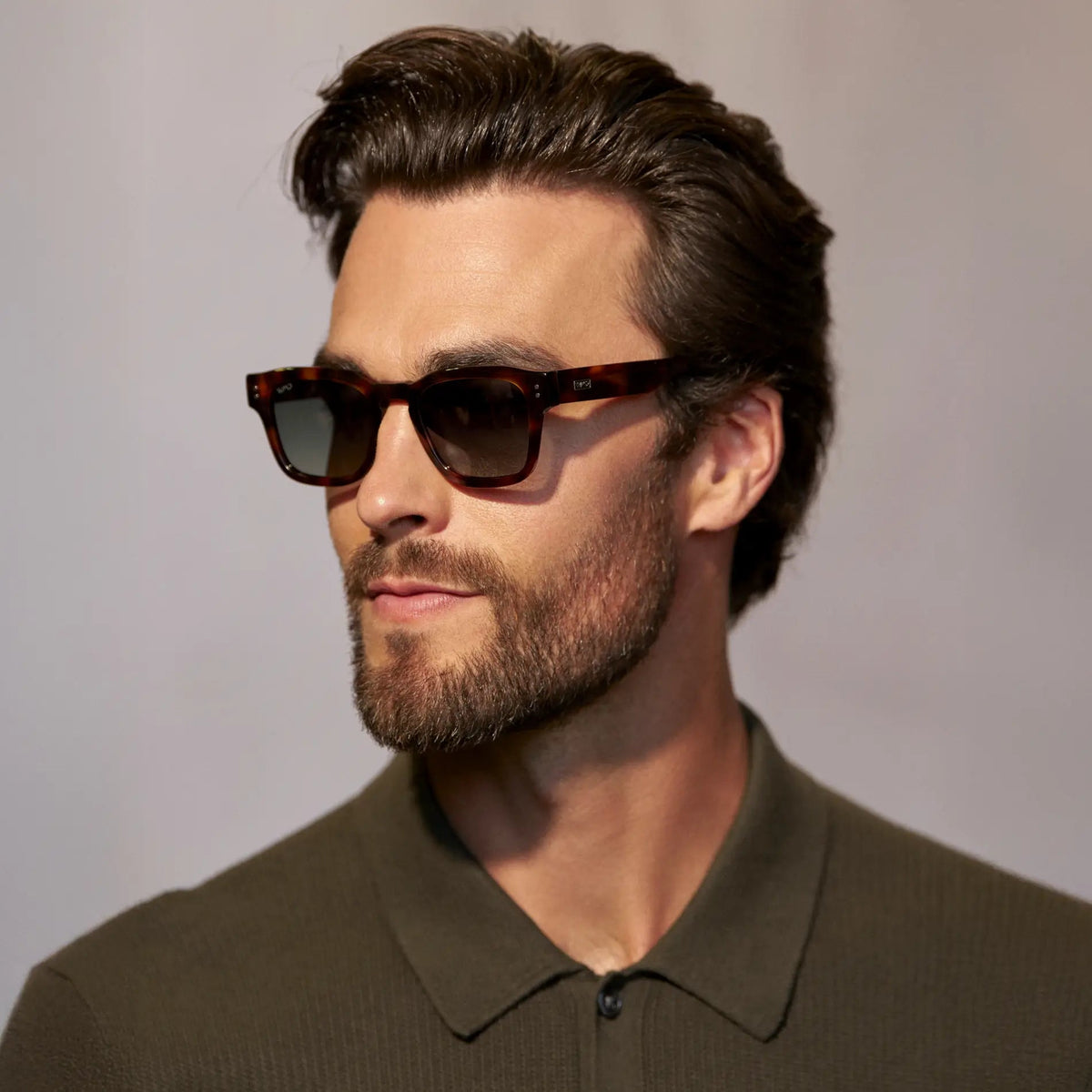 WAYNE Men's Bold Rectangular Polarised Sunglasses in Havana Tortoise by WMP Eyewear - PUNCH Watch & Eyewear - WMP Eyewear