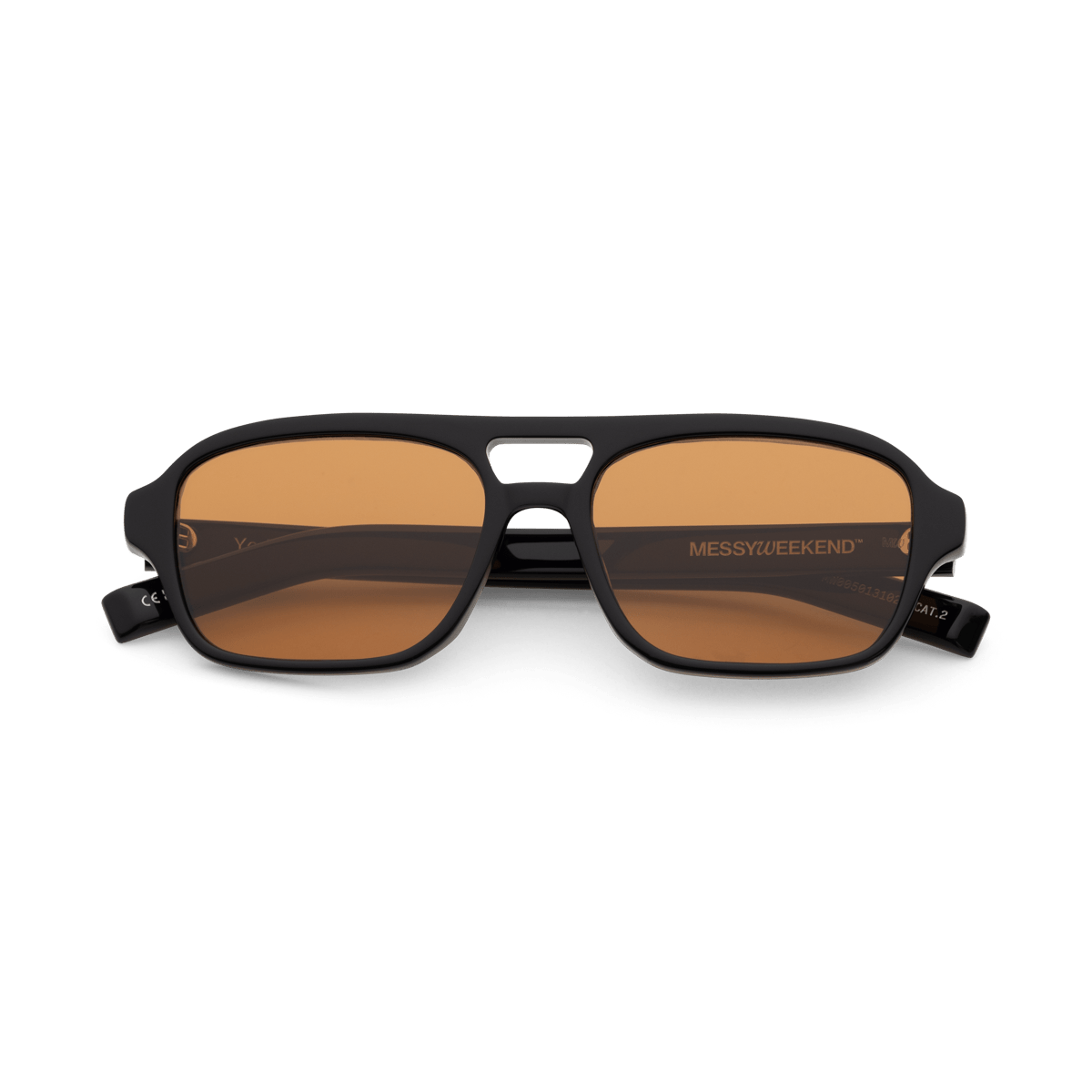 YORI Black Low Profile Aviator Sunglasses Rich Orange Lens fmr BURT by Messy Weekend - PUNCH Watch & Eyewear - MESSY WEEKEND